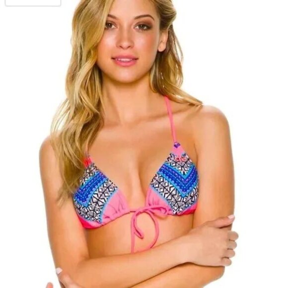 RIP CURL Gypsy Queen Tri Bikini Top Hot Coral - Size M - Picture 2 of 6